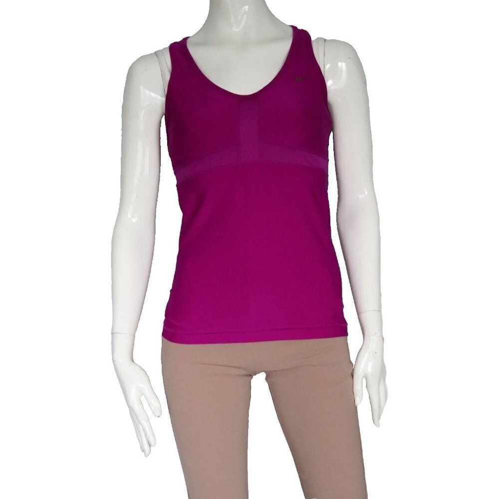 Nike Women's Medium Purple Dri-Fit Tank Top Built-in-Bra Nylon Racerback Shirt